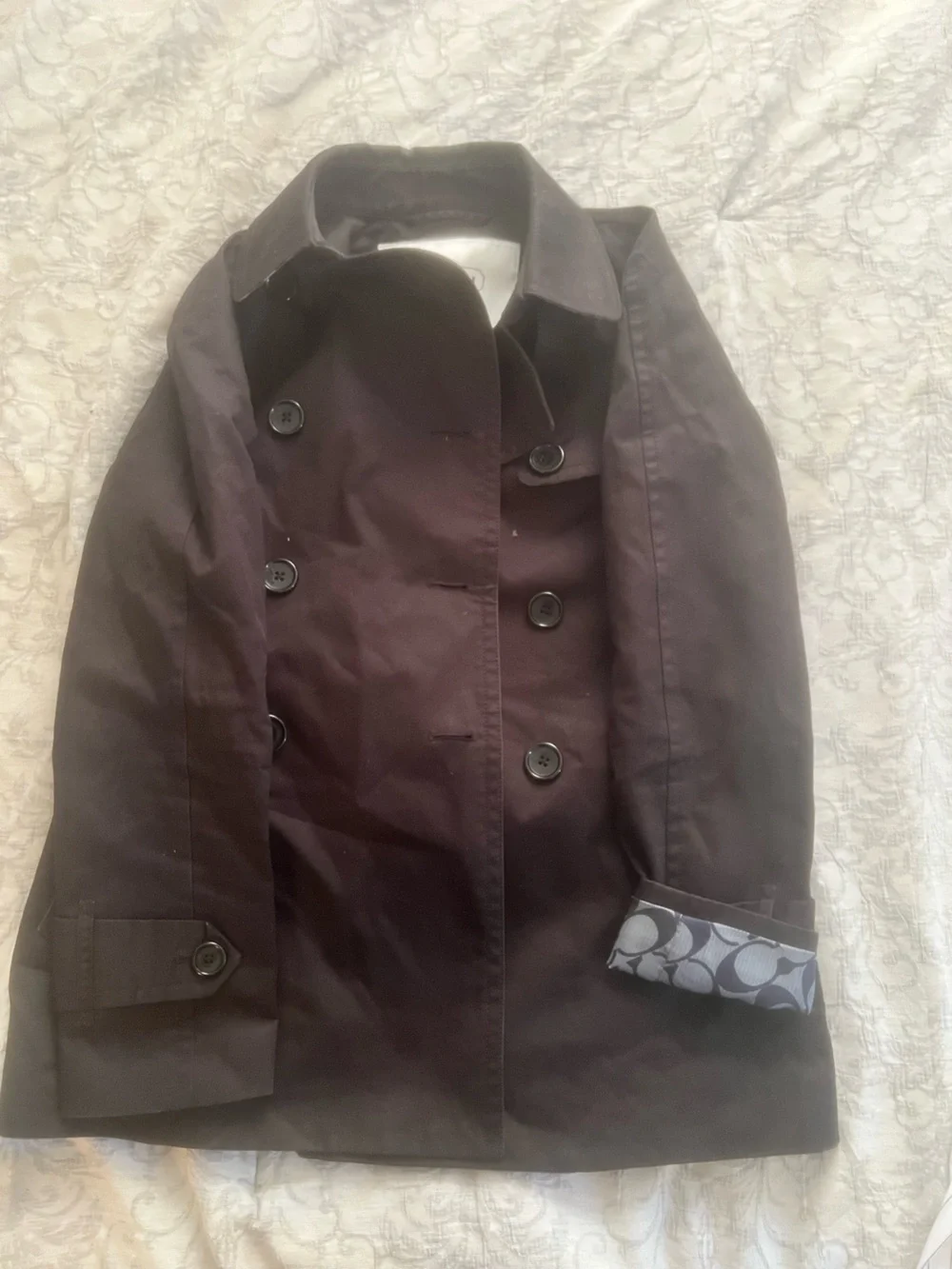 Coach Black Double-Breasted Trench Coat with Belt